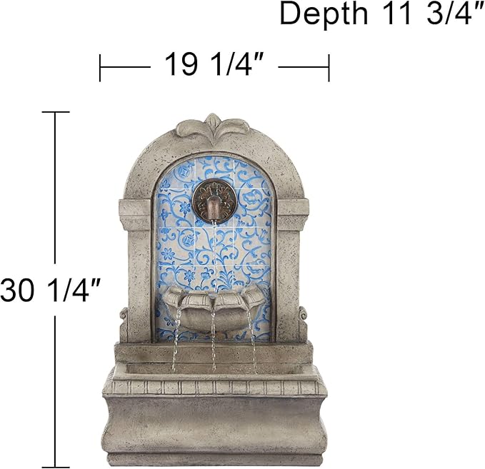 Manhasset 30 1/4" High Large Italian Outdoor Decor Blue Faux Stone Floor Fountain Standing Waterfall Tiered Cascading Water Feature for Outside Garden Patio Yard Backyard Porch Deck - John Timberland