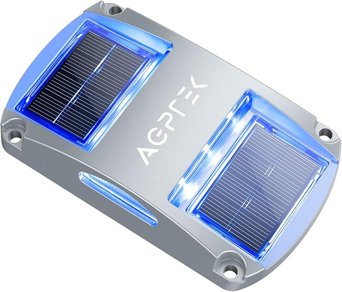 AGPTEK Solar Driveway Lights 1 Pack, Outdoor Deck Dock Marine LED Solar Powered Waterproof Driveway Marker Lights for Warning Step, Sidewalk, Pathway, Garden, Yard (Blue Light)