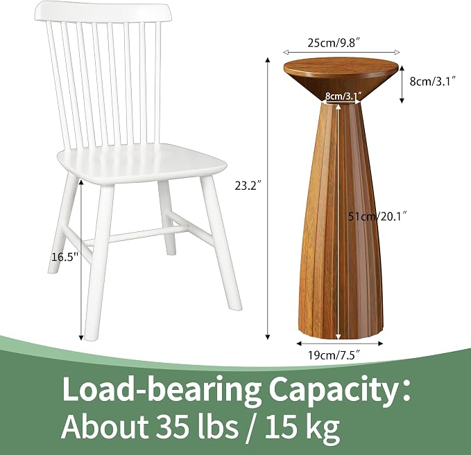 Metal Outdoor Side Table, Steel Round Accent Table, Small End Table Patio Furniture, for Garden, Pool, Yard, Balcony, Living Room, Deck, Weather Resistant, No Assembly (Brown Patio End Table)