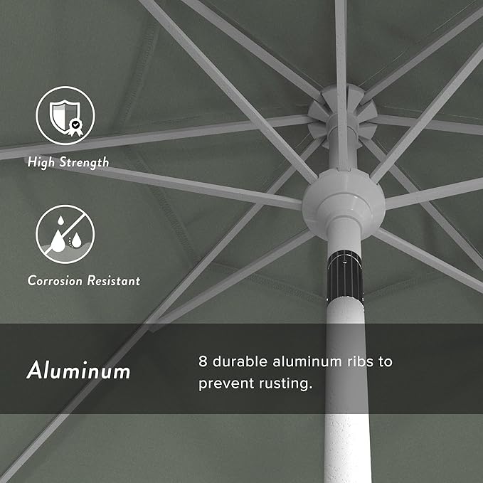 California Umbrella 7.5' Rd. Aluminum Patio Umbrella, Crank Lift, Collar Tilt, White