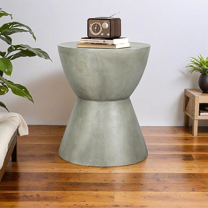 18.3" H Simplicity End Table for Garden - Modern Side Table Adding a Perfect Match for Indoor & Outdoor - Decor Concrete Table for Living Room or Bedroom