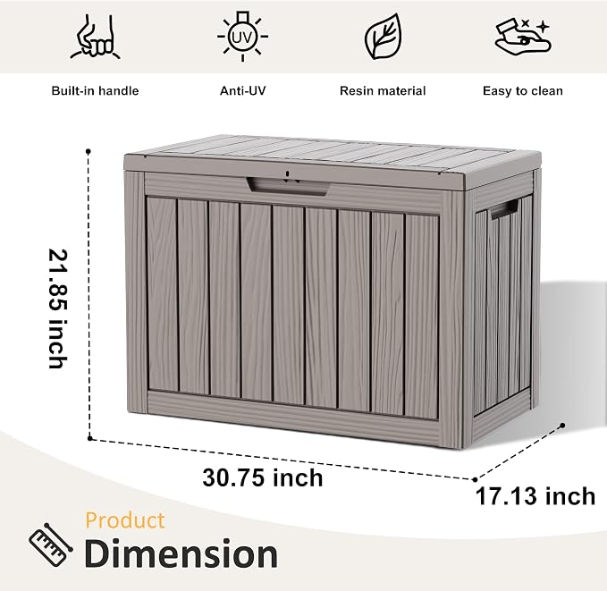 Package Delivery Box, Lockable Resin Outdoor Package, Waterproof Deck Box for Porches, Patios, Indoor & Outdoor Use (55 Gallon, Grey)