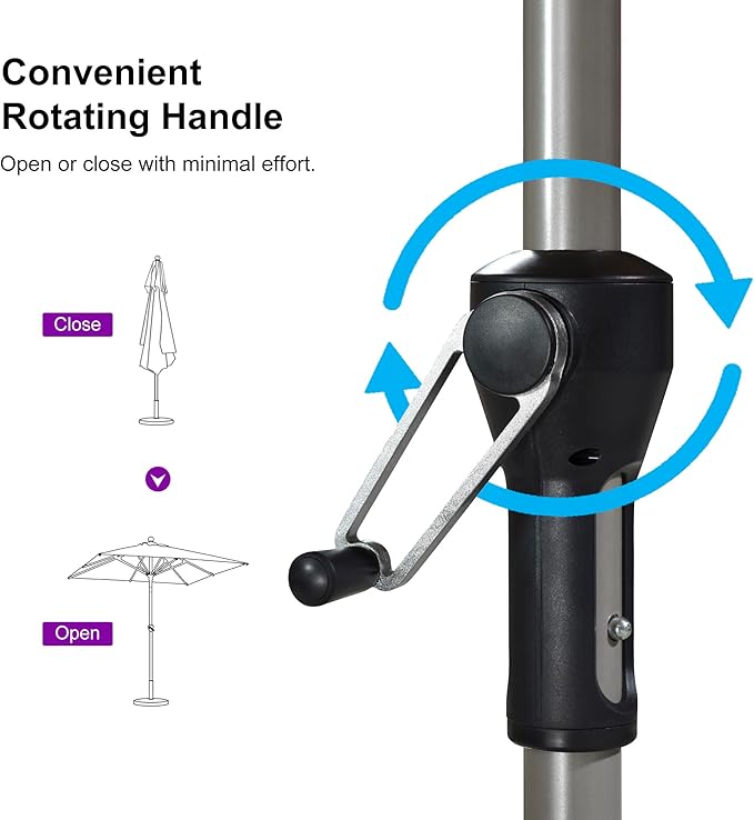 PURPLE LEAF 6.5' x 6.5' Square Patio Umbrella with Tilt Adjustment, Outdoor Table Umbrella Champagne Aluminum Frame, Market Umbrella Pool Umbrella for Deck Garden, Patio, or Lawn