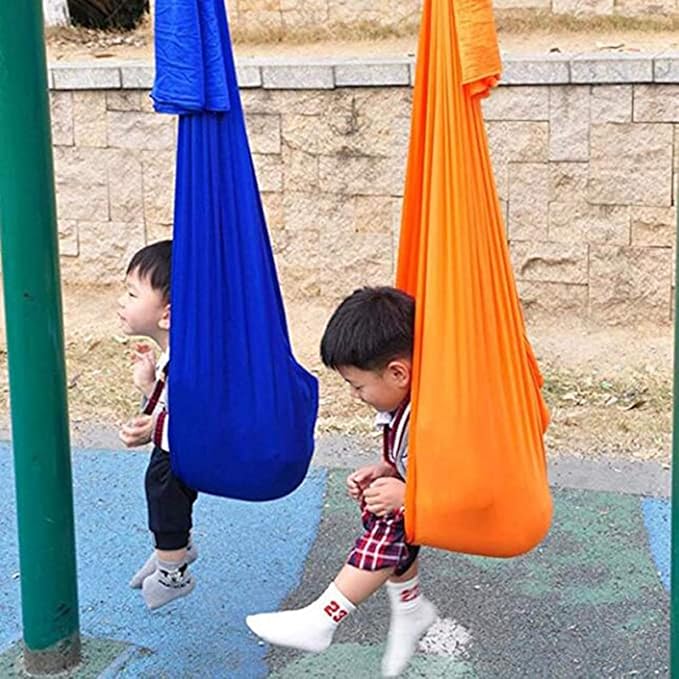 Elastic Cuddle Swing Hammock Indoor Therapy Sensory Yoga Swings with Special Needs for Kids Adult Autism ADHD Aspergers Has Calming Effect On Child (Color : Orange, Size : 150 x 280 cm)