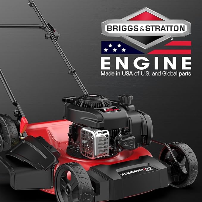 PowerSmart 21" Push Lawn Mower with Briggs&Stratton 125cc Engine, 2-in-1 Mulching and Side Discharge, Easy Assembly & Lightweight, Cordless Push Lawn Mowers for Garden Yard