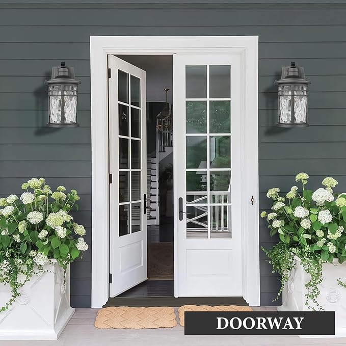 Darkaway Large Outdoor Porch Lights Wall Mount, 15inch Outside Light Fixtures Sconces Wall Lighting with Water Ripple Glass Waterproof Exterior Lights for Patio Yard House Hallway Doorway Garage