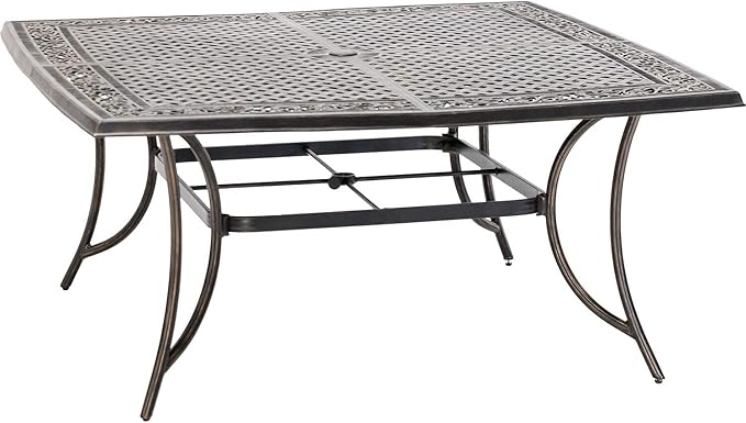 Hanover Fontana 9-Piece Outdoor Dining Set, Rust-Resistant Aluminum Outdoor Patio Dining Set for 8 with Swivel Rockers and 60" Square Cast-Top Patio Table, Perfect for Backyard, Patio, Deck, and Porch