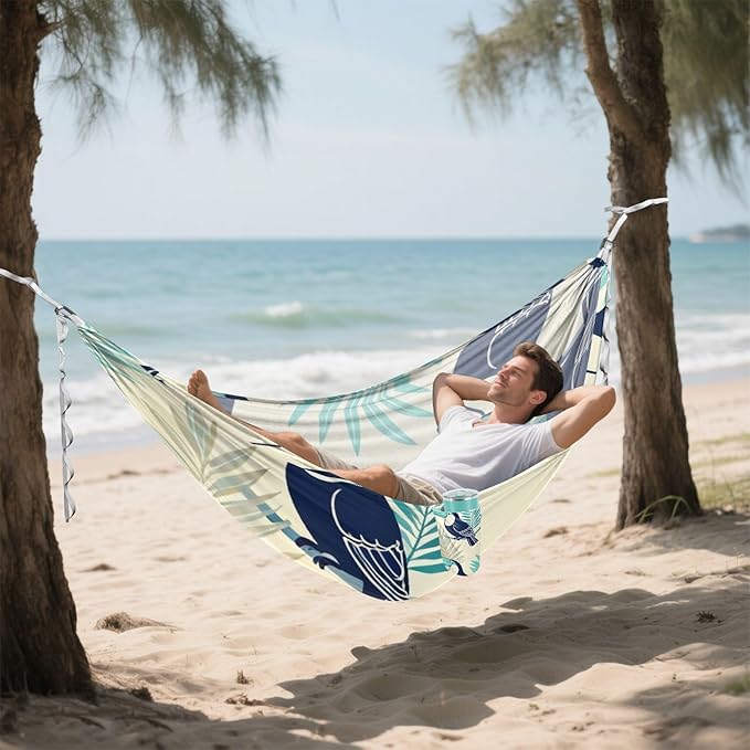 Toucan Pattern Outdoor Hammock with Tree Straps for Outside Patio Garden