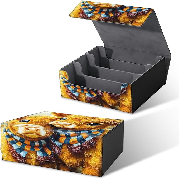 Large Card Deck Box for MTG, Fits 1200+ Sleeved Cards, PU Leather Storage Case with Strong Magnetic Closure, Multiple Colors Available for TCG CCG Baseball Card Collections, Scarf Scalper