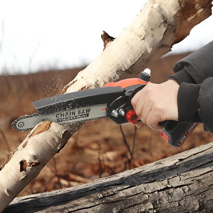 21V Mini Chainsaw 8 inch, 800W Electric Chainsaw Cordless, Brushless Chain saw with Carrying Case & 2x2000mAh Batteries, Battery Powered Saws Handheld Chain Saw for Wood Cutting