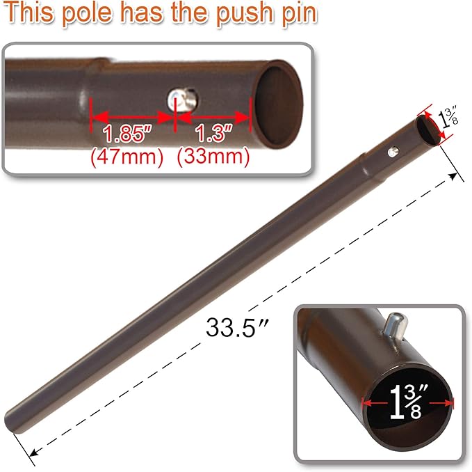 Outdoor Patio UmbrellaReplacement Lower Pole (33.5''), Lower pole with bullet buckle