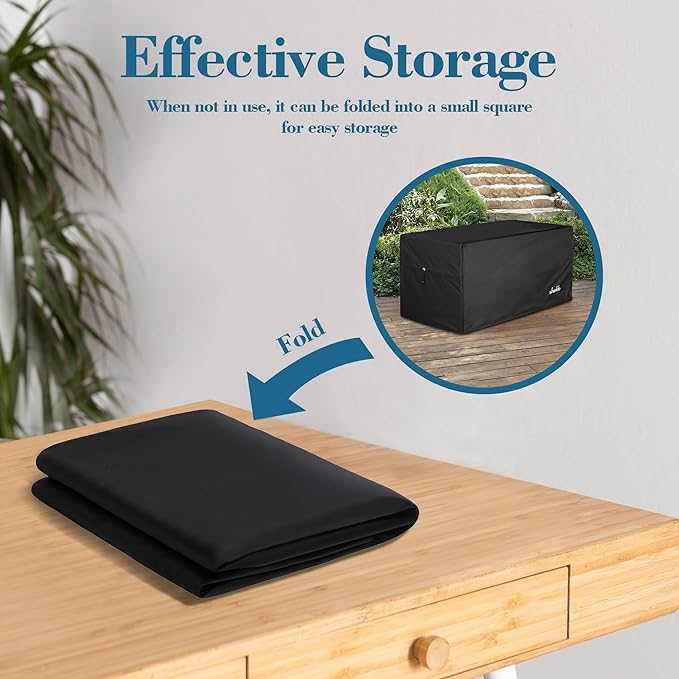 Deck Box Cover- Heavy Duty 600D Polyester Oxford,100% Waterproof Deck Box Cover 63" L x 30" W x 28" H
