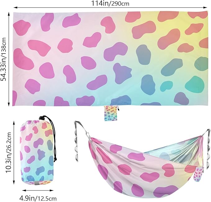 Fashion Rainbow Leopard Print 330lb Capacity Outdoor Hammocks Cloth Hammock for Patio Backyard Lounge Base hamacas para Patio