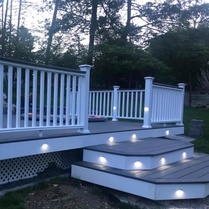 FVTLED Pack of 10 Low Voltage LED Deck Light Kit Φ1.38 Waterproof Outdoor Step Stairs Garden Yard Patio Landscape Decor Lighting Cold White Lamp
