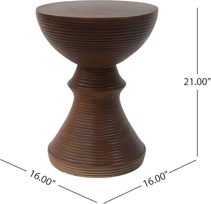 Christopher Knight Home Round Concrete Accent Table, Half Sphere Patterned, Stylish for Patio, Balcony, Beach, Pool Side, Natural