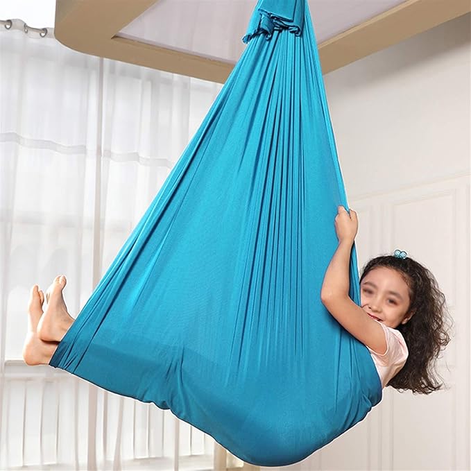 Ultra Soft Cuddle Hammock Indoor Adjustable Swing Kids Therapy Sensory Hanging Chair With Special Needs For Children Or Adults Outdoor 440 Lbs Load Capacity ( Color : Sky Blue , Size : 100 x 280 cm )