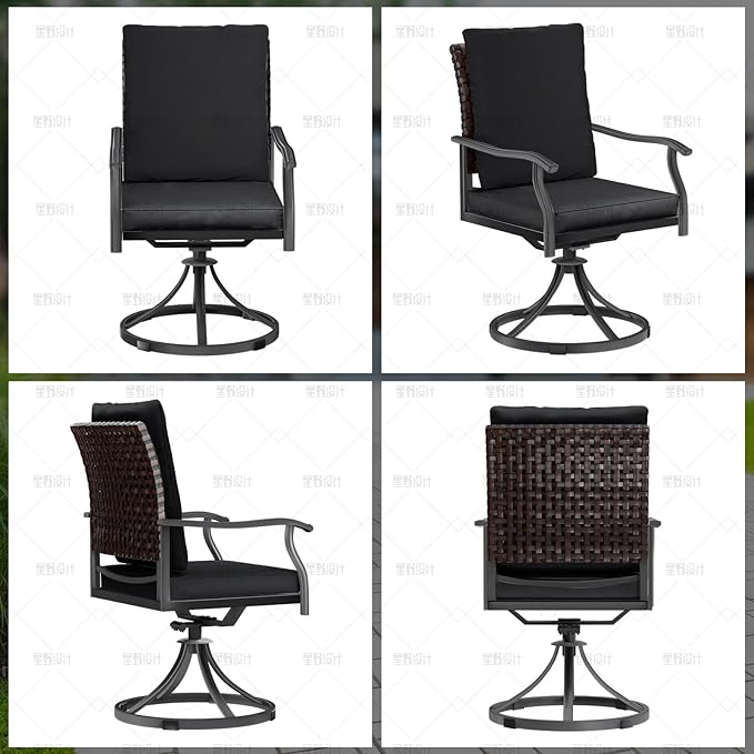 LEVELEVE 2-Piece Swivel Dining Chairs, Outdoor Patio Bistro Chairs for Lawn, Garden, Deck, Backyard & Porch (Matching Series for 5-Piece Set)