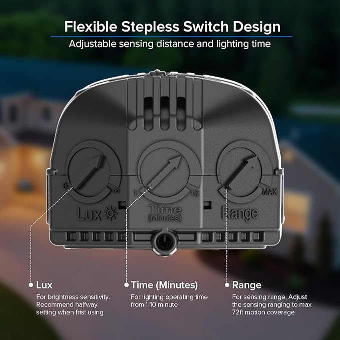 SANSI 7000LM Motion Sensor Outdoor Lights,Brightness LED Flood Lights Outdoor 54W 5000K 700W Equiv IP65 Dusk to Dawn Security Lights with 2 Adjustable Heads 8 Lights for Garage, Yard, Patio, Black