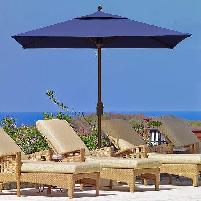 EliteShade USA 10-Year-Non-Fading 6x6Ft Square Market Patio Umbrella, UPF 50+ UV Protection Performance Sun Umbrella, Heavy Duty Commercial Grade Outdoor Table Umbrella with Crank, Windproof Vented Top for Garden, Pool, Deck and Outdoor Playsets, Navy ...