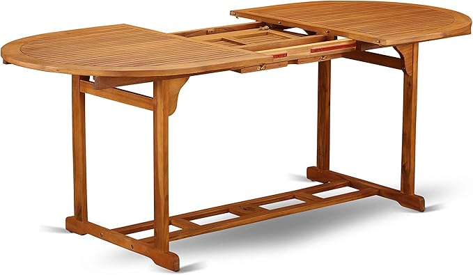 East West Furniture BSCM9CWNA 9 Piece Patio Dining Set Includes an Oval Outdoor Acacia Wood Table and 8 Folding Side Chairs, 36x78 Inch, Natural Oil
