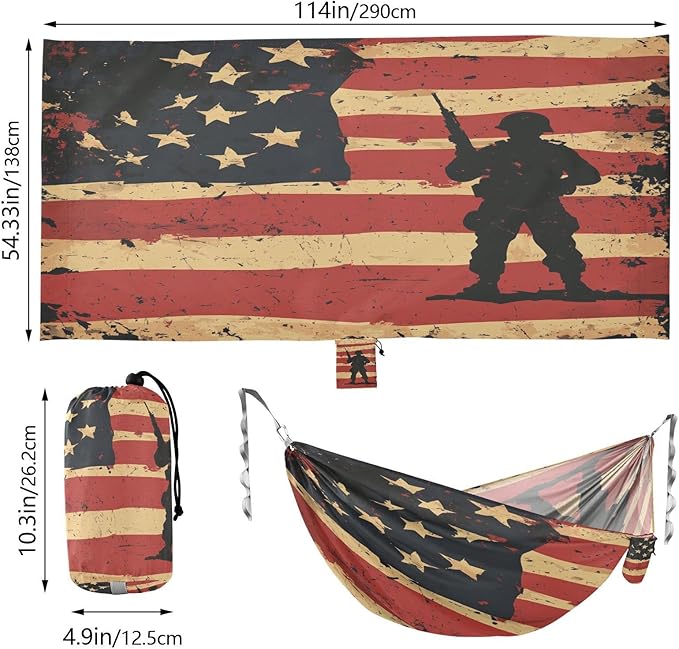 National Vietnam War Veterans Day Army Soldier with The Gun Outdoor Hammock with Tree Straps Tree Hammock for Outside Beach Patio Garden