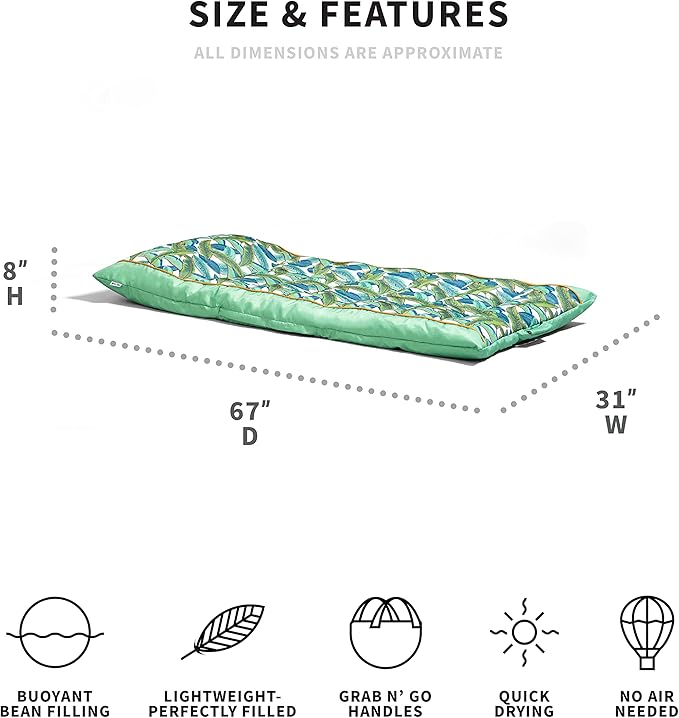 Big Joe Kona Hammock No Inflation Needed Pool Lounger with Headrest, Quick Draining Fabric, 4 feet Big