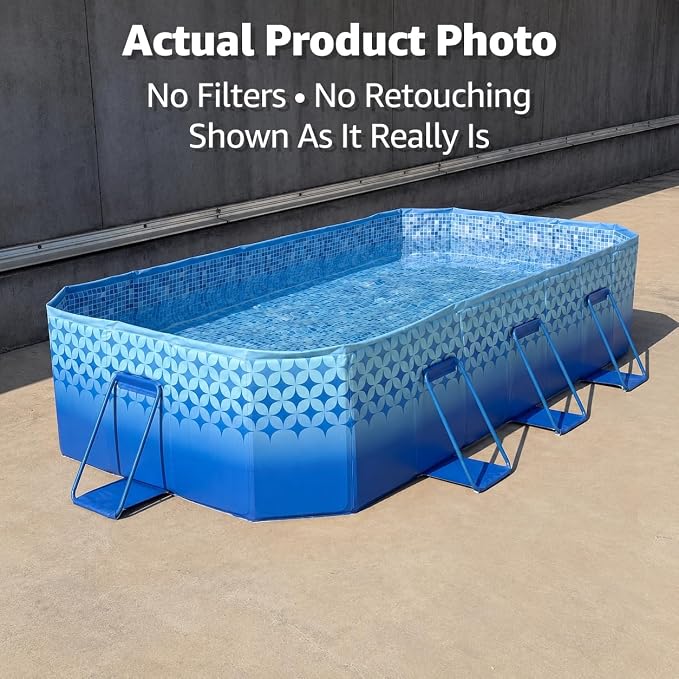 101" Foldable Pool for Kids & Adults,Indigo | Non-Inflatable, Metal Frame, Thick PVC Collapsible, Swimming Pool for Kids Family Dogs,Outdoor Summer