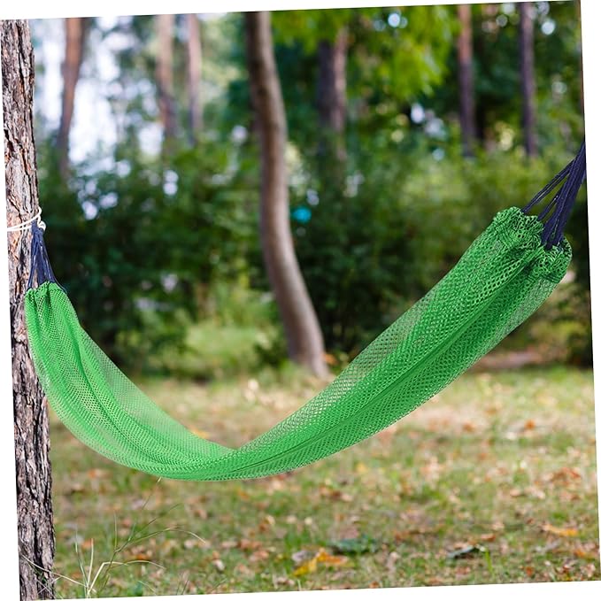 Mipcase 1set Lightweight Mesh Hammock for Use Breathable Design Storage Bag for Camping and Relaxation Green