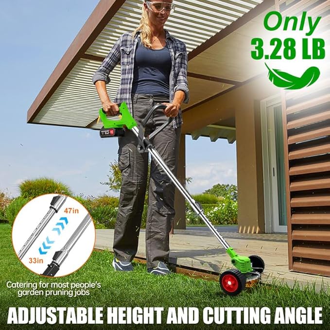 Cordless Weed Wacker Eater Battery Powered, Portable Grass Trimmer/Lawn Edger/Mower/Brush Cutter with 2 Li-Ion Battery for Lawn Garden Pruning/Trimming