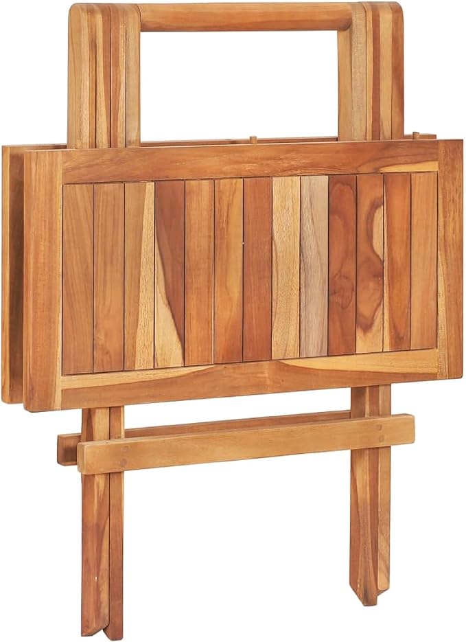 Benzara Foldable Outdoor Bistro Table, Brown Solid Teak Wood, 24 Inch