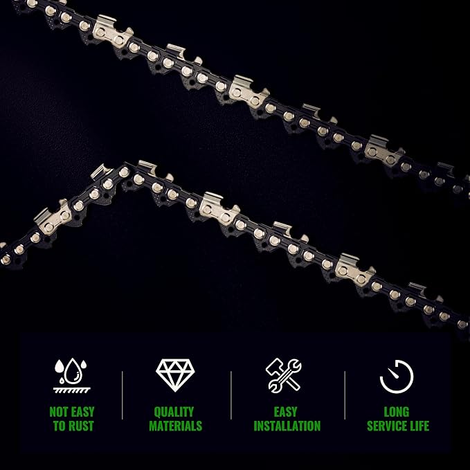 16" Chain and 16” Guide Bar Pitch: 3/8” Low Profile 57Drive Links Replacement Chain For Electric Chainsaw Chainsaws .050" Gauge