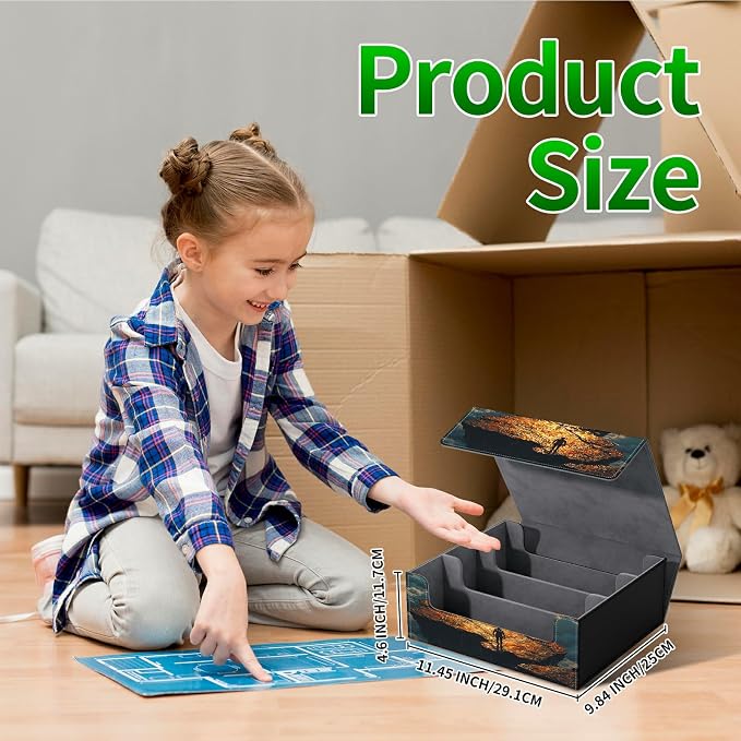 Large Card Deck Box for MTG, Fits 1200+ Sleeved Cards, PU Leather Storage Case with Strong Magnetic Closure, Multiple Colors Available for TCG CCG Baseball Card Collections, Cloud Stone Man