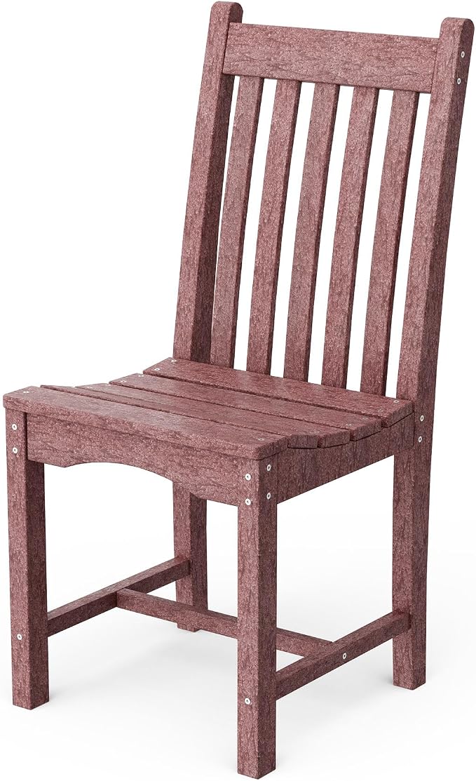 Wildridge Classic 7-Piece 44"x84" Dining Set, Cherrywood - Outdoor Weather Resistant Recycled Plastic Furniture for Patio