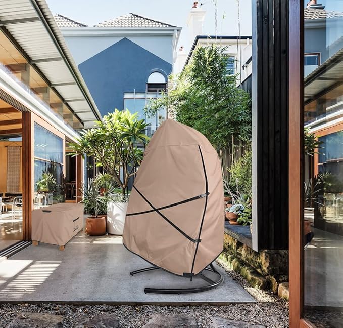 ULTCOVER Patio Hanging Egg Chair Cover - Waterproof Outdoor Double Seat Swing Egg Chair with Stand Cover 66W x 43D x 68H inches