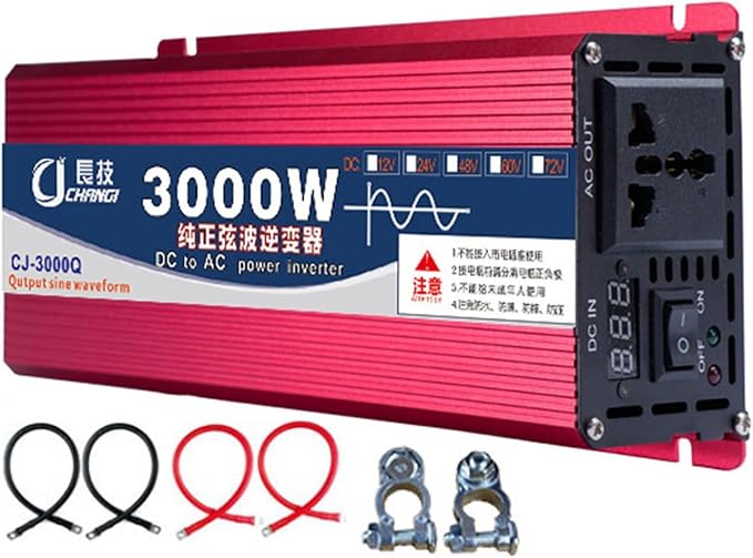 Upgraded high Power 6000W 8000W 10000W 12000W 16000W Pure Sine Wave Power Inverter 12V 24V 48V DC to 110V 220V AC Converter with LED Display for Car/RV Home Solar System(3000W,48vto110V)