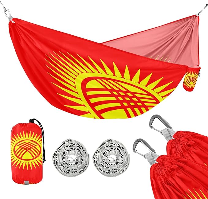 National Flag of The Kyrgyz Republic Hammocks with Portabl Carry Bag Backyard Hammock for Indoor Outdoor Patio