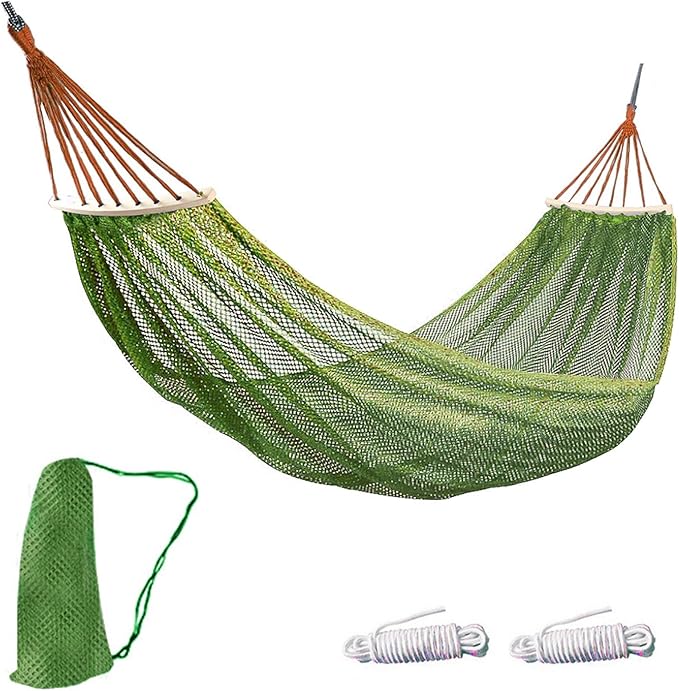 Hammock Chair Swing, Single Outdoor Hammock Swing, Lightweight Ice Mesh Cradle Chair Portable Indoor and Outdoor Hanging Chair Swing (Green)