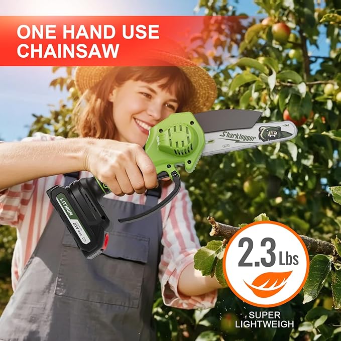 Mini Chainsaw, 6-inch Cordless Electric Mini Chainsaw, Portable Handheld Chain Saw for Tree Pruning Shearsand Garden Maintenance, Best Gift for Men Dad Husband(Green)