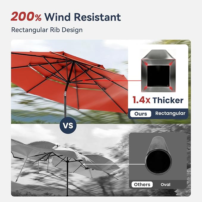 PHI VILLA 6 Pcs Patio Dining Set with 10ft Umbrella for 4, Mesh Chairs | 37" square metal table, 4 high-back textilene chairs, 10ft red umbrella for outdoor, deck, lawn. Rust-resistant, easy-clean