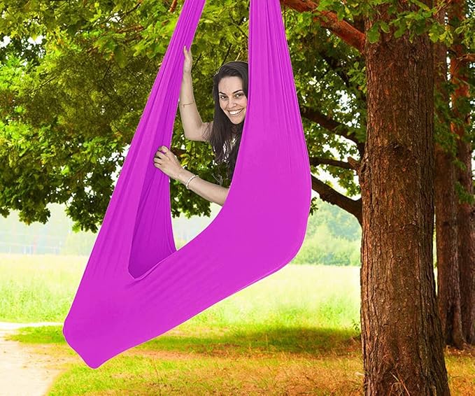 Sensory Swing for adults Indoor kids Therapy Swing Adjustable Calming Snuggle Hammock durable soft strong fabric swing Great for Sensory Integration stimulation ( Color : Rose Red , Size : 1.5M x 2.8M