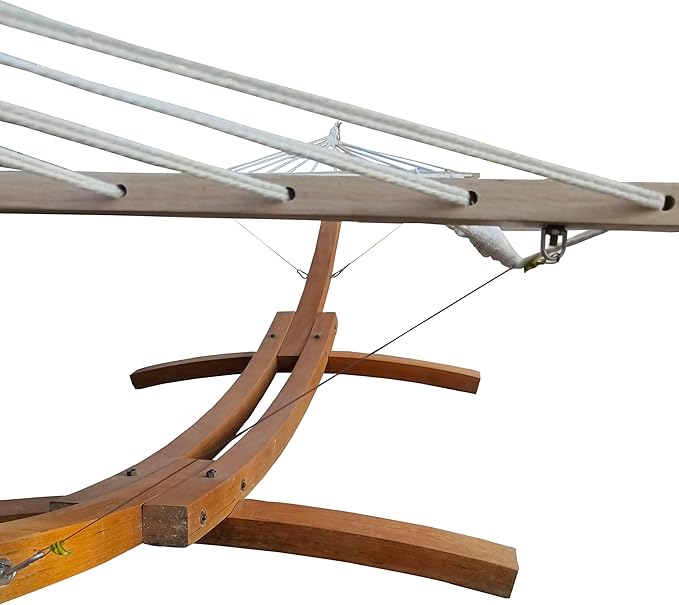 1-Person Hammock with Stand Set Indoor Outdoor Standalone Plywood & Canvas White for Backyard Patio Bedroom