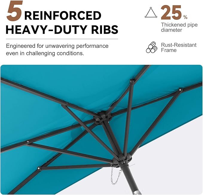 FLAME&SHADE 9ft Half Patio Umbrella - Half Outdoor Umbrella with Tilt UV Protection Waterprool, Half Round Table Umbrella for Wall Balcony, Pool, Porch, Garden, Deck, Market, Backyard (Aqua Blue)
