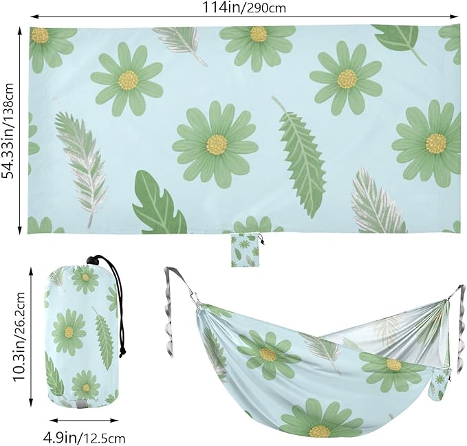 Green Flower Leaf Blue 330lb Capacity Outdoor Hammocks Cloth Hammock for Outside Patio Garden Silla hamacas para adultos