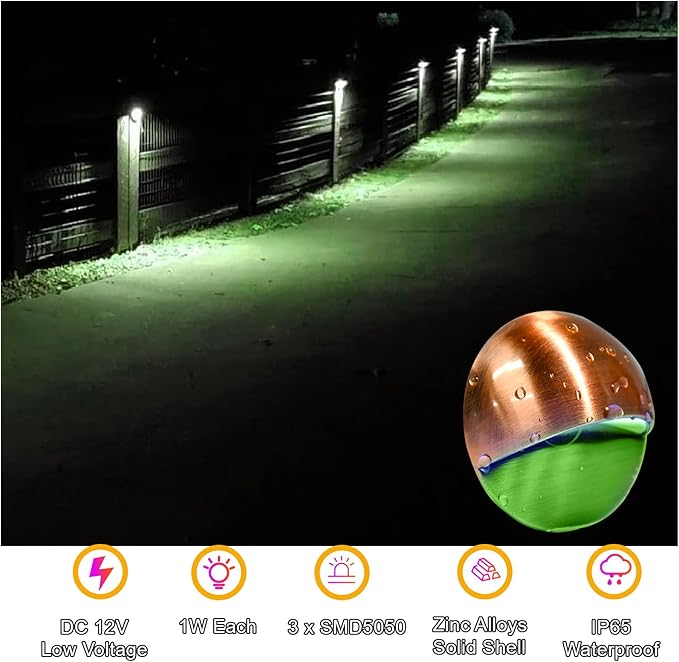 Sumaote Low Voltage Deck Lights Kit, WiFi Smart RGB LED Landscape Lighting Outdoor Waterproof IP65, 12V AC/DC LED Deck Step Lights for Fence Post Patio Stair, Red Bronze, 10 Pack