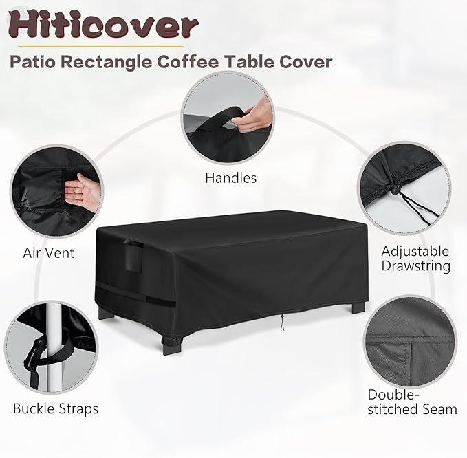 Outdoor Coffee Table Cover, Waterproof Patio Coffee Table Cover, Outdoor Small Furniture Covers for Winter, Rainproof Fade Resistant