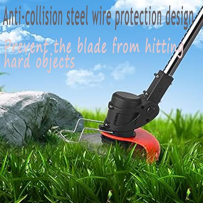 Weed Wacker, Electric Weed Wacker Cordless Trimmer,Grass Trimmer Stingless Lightweight Grass Trimmers 3 Types Blades,2 Batteries, 1 Chargerfor Lawn, Yard, Garden (Black)