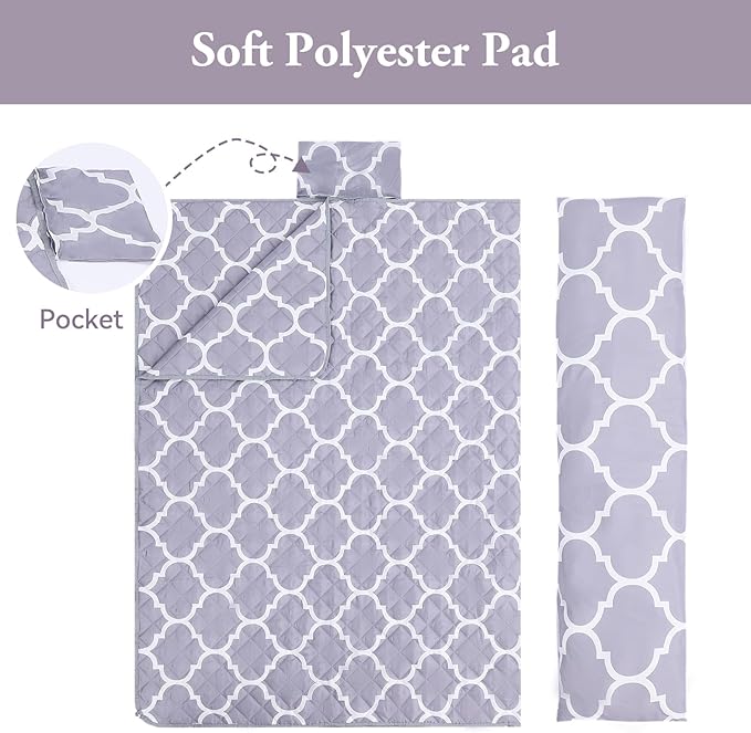 Double Hammock Pad and Pillow Set,78" x 55"Polyester Quilted Hammock Pad, Enhanced Comfort for Rope Outdoor Patio, Garden, Beach Hammocks, Grey