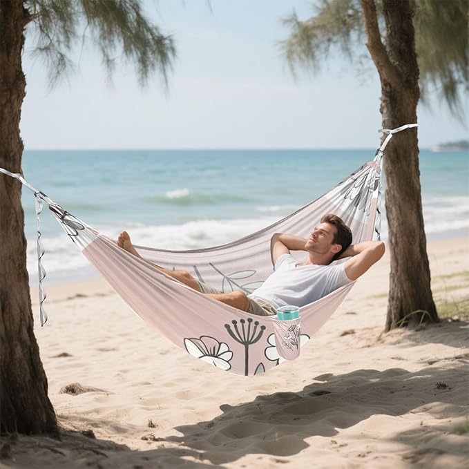 Floral Frame Hammocks with Hanging Rope Tree Hammock for Outside Patio Backyard Poolside