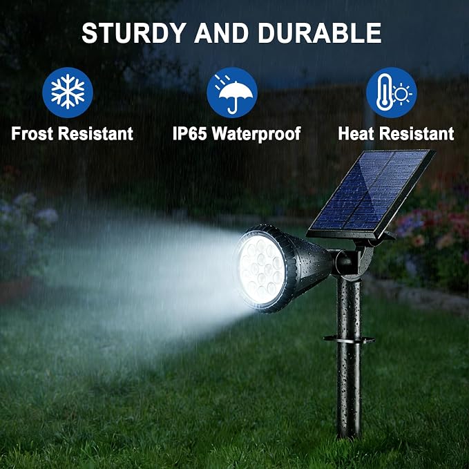 Solar Spot Lights Outdoor Waterproof IP65, Flag Landscape Spotlights | 10 Pack 4 Lighting Modes Solar Powered Spotlights Auto On/Off,Solar Garden Yard Pathway Wall Uplights for Outside,Cool White
