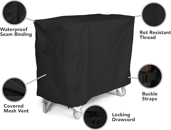 Covermates Ultima Outdoor Serving Cart Cover – Heavy-Duty All-Weather Patio Furniture Protector with Mesh Vent, 600D Ripstop Polyester, Drawcord & Buckle Straps, 50W x 30D x 34H, Ripstop Black